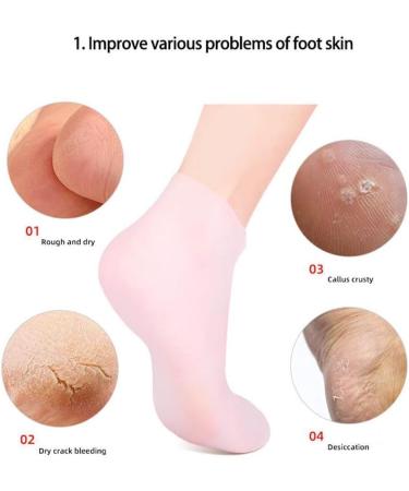 2 Pairs Women Foot Spa Pedicure Silicone Gel Moisturizer Socks for Dry Cracked Feet - Pink - Buy Online on GoSupps.com