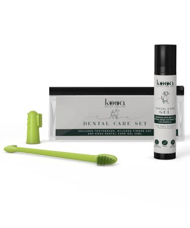 Kooa - dental care set |Toothbrush fingerling made of silicone and tooth gel (50 ml) |gentle tooth cleaning |Vegan tooth gel with chicken taste