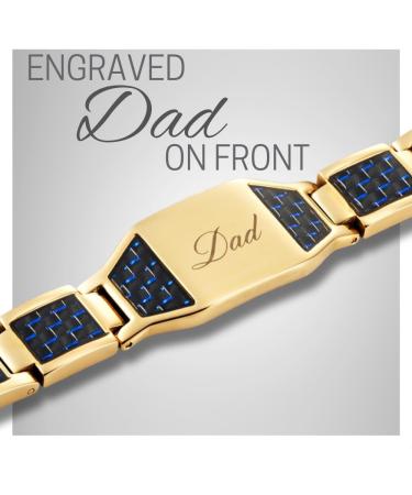 Willis Judd Men's Dad Bracelet - Gold & Blue Carbon Fiber Magnetic Bracelet in Gift Box | International Shipping Available - Buy Online on GoSupps.com