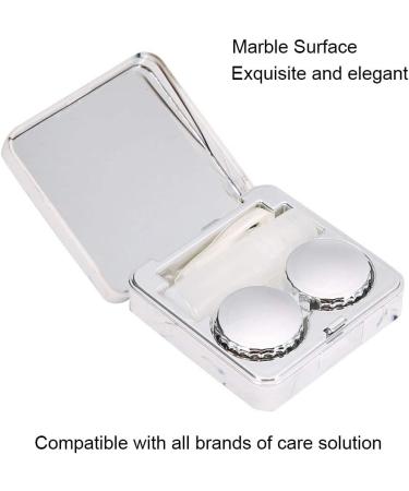 Wifehelper Mini Stylish Contact Lens Container - Travel Case with Movable Marble Mirror - Silver Soothing Design - Buy Online on GoSupps.com
