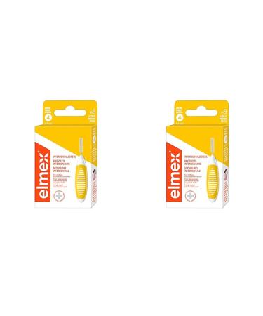 Elmex interdental brush yellow (size 4 0.7mm) 1 x 8 pieces - interdental brushes for cleaning medium interdental spaces (pack with 2) yellow -white 8 pieces (2 pack)
