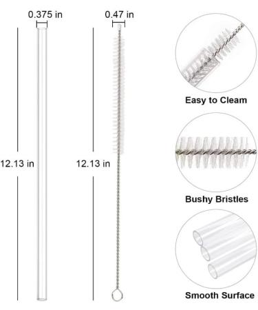 6 Straws and 1 Brush Reusable Straws Plastic Clear Reusable Straws - Buy Online on GoSupps.com
