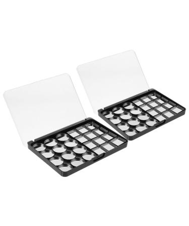 FOMIYES Lot de 2 Palettes Magn tiques Vides pour Fards Paupi res 24 Emplacements M tal Noir Porte-Ombres Paupi res Compactes Organisateur de Palette de Maquillage pour Retouches