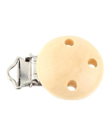 10pcs Cute Round Wooden Baby Pacifier Clips - Infant Nipple Clasps with 3 Holes for Safe Teething - Buy Online on GoSupps.com