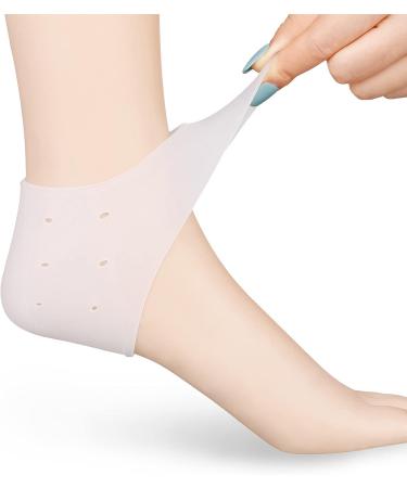 Friusate Silicone Heel Cushion Pads for Pain Relief - 4 Pack Gel Protectors for Dry Cracked Heels (White) - Buy Online on GoSupps.com
