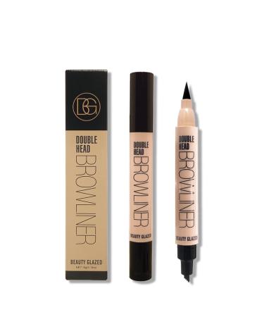 Timipoo 2 in 1 Waterproof Eyebrow Pencil  Tattoo Liquid Pencil with Eyeliner  Micro Fork Tip Applicator  Natural Hair-Like Makeup Precision All Day Wear (03 DARK BROWN)