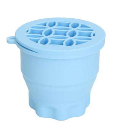 2 in 1 Makeup Brush Cleaner Bowl Folding Makeup Brush Cleaning Bowl with Brush Drying Rack Space Saving Brush Cleaning Mat Portable Multifunctional Brush Cleaner Mat(Blue)