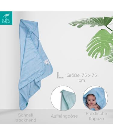 Urban Kanga Hooded Towel for Babies - Double-Sided Oeko-Tex Cotton Muslin Bath Towel (Crystal Blue) - Ship Internationally - Buy Online on GoSupps.com