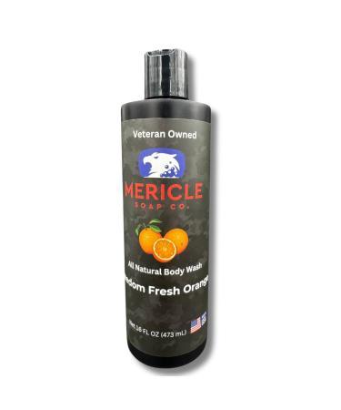 Mericle Soap Co. Freedom Fresh Orange Body Wash 16 fl oz 100% Natural Veteran-Owned with Organic Aloe Vera Refreshing Citrus Scent Hydrating & Nourishing