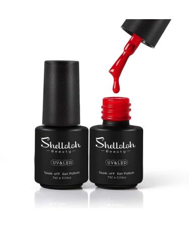 Shelloloh 10R Gel Nail Polish Set - 10 Nude Pink Red Glitter Colors | Spring Summer Gel Nail Kit for Manicure & Nail Art | Soak Off UV LED, 7ml Bottles - Buy Online on GoSupps.com
