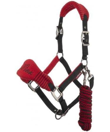 LeMieux Vogue Fleece Headcollar & Leadrope Halter - Cob Burgundy/Navy | International Shipping - Buy Online on GoSupps.com