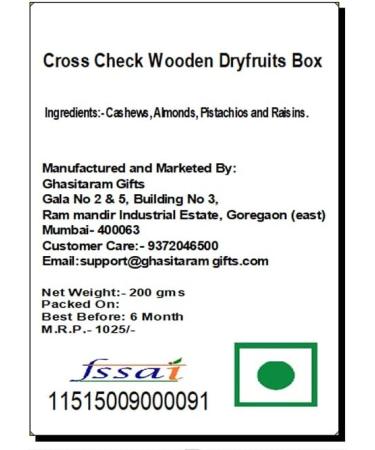 Jaiccha Ghasitaram Cross Check Wooden Dryfruits Box|Gift for Diwali Gifts Holi Rakhi Valentine Christmas Birthday Anniversary Her Him| - Buy Online on GoSupps.com
