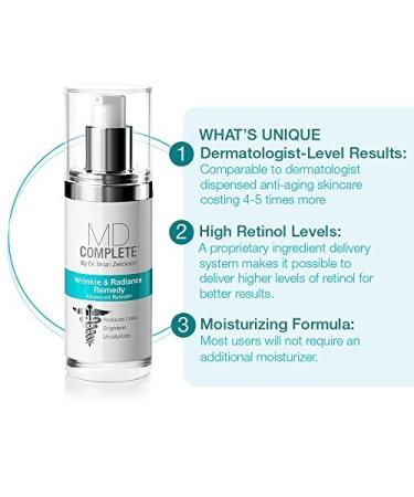 MD Complete Wrinkle & Radiance Remedy PLUS | Anti-Aging Treatment with Retinol Vitamins C & E & Hyaluronic Acid | Improve Fine Lines & Wrinkles | 1.0 fl oz - Shop Internationally - Buy Online on GoSupps.com