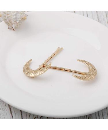Tgirls Fashion 2Pcs Crescent Shaped Hair Clips Moon Hair Pin Hairclip Accessories for Women and Girls (Gold)
