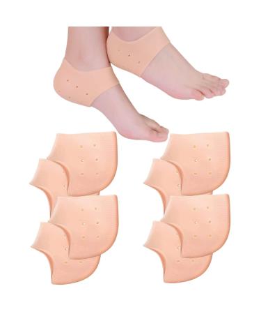 Silicone Gel Heel Sleeve 4 Pairs Breathable Heel Cushion Plantar Fasciitis Insoles Back Foot Sleeve Wrap Gel Heel Pads for Fast Heel to Instantly Relieve Pain and Pressure (Nude)