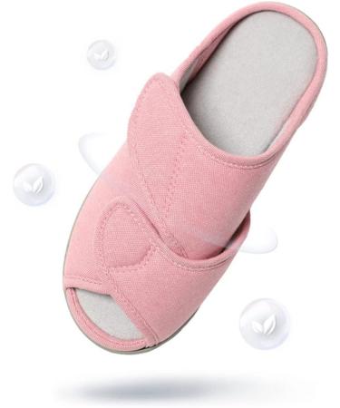 Womens Diabetic Edema Slippers - Adjustable Strap Extra Wide Sandals for Swollen Feet - Pink XS - Buy Online on GoSupps.com