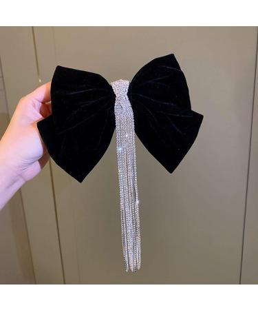 Large Hair Bows Clip Hair Bow 35 cm Long Hairpin Bow Hair Bows Clips with Large Bow Metal Bow Hair Pin Hair Accessories Fabric Hair Bows Clip Hairpin Bow M black - Buy Online on GoSupps.com