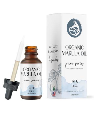 Foxbrim Naturals Organic Virgin Marula Oil for Face  Hair & Nails - Best for Anti Aging  Dry  Sun Damaged Skin - Facial & Body Moisturizer 2 oz