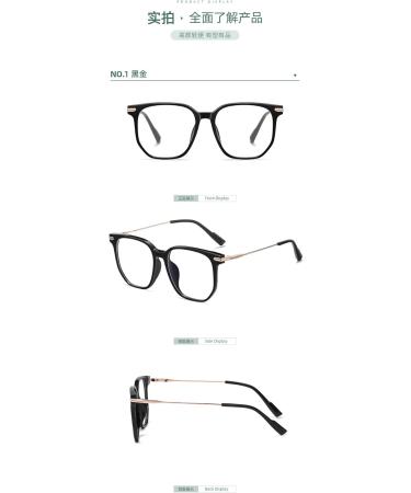 Buy Metal Temples Square TR90 Blue Light Blocking Glasses for Men & Women - Anti UV Ray Computer Reading Glasses - Stylish Black-Gold Frame (55mm - Buy Online on GoSupps.com