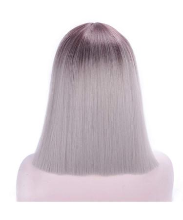 This Is A Wig Pink Wig Short Straight Synthetic Wig Women's Blunt Cut Wig Can Role Play Middle Part Natural Hair 14inches R6-0906