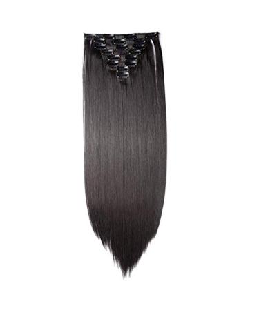 Clip in extensions hair extension like real hair synthetic hair part 8 tressen 18 clips for complete full head hair extensions 66cm smooth natural black