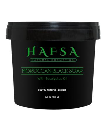 Moroccan Black Soap with Eucalyptus - Beldi Soap - 100% Natural Vegan Skin Exfoliating Hydrating Moisturizing Cleanser Nourishing, Body Scrub, Body Wash, SLS-free, Paraben-free.