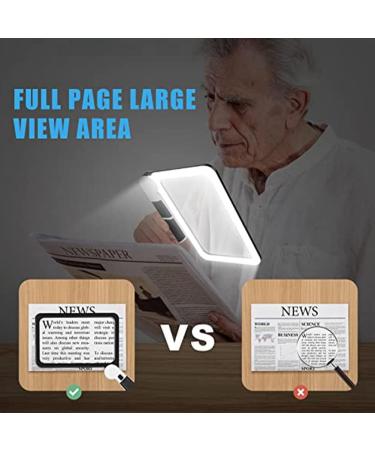 Tovmekdjn Full-Page 5X Magnifying Glass Rectangular Handhold Magnifier for Reading with 48 LED Lights - Buy Online on GoSupps.com