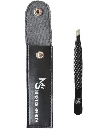 Minster Sports Tweezers for Eyebrows - Slant Tip Stainless Steel Tweezers for Men & Women - Precision Tool for Brow & Facial Hair - BLACK (MST01) - Buy Online on GoSupps.com