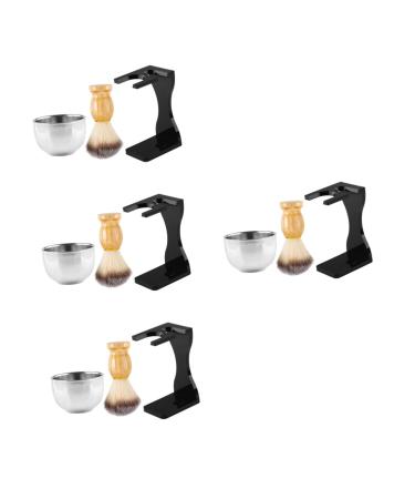 Angoily 4 sets of Razor Set Beauty-Rasier brushes suits for men face beard for home husband husband gift multifunction shaving set delivery bracket stainless steel