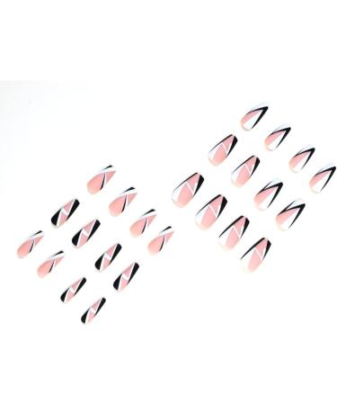 Justotry 24 Pcs Butterfly Fake Nails Medium Black & White French Press On Nails | Matte Ballerina Stick On Nails for Women - Acrylic Coffin False Nails Long with Glue for Nail Art - Buy Online on GoSupps.com