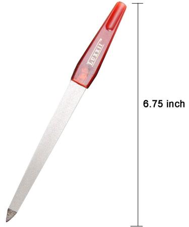 LUXXII Stainless Steel Sapphire Nail File Set - 3 Pack 6.75 inch for Fingernails & Toenails - Strengthening Finger Manicure File - Buy Online on GoSupps.com