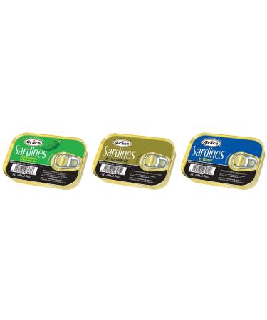 GRACE SARDINES VARIETY PACK (IN OIL IN WATER WITH PEPPERS)