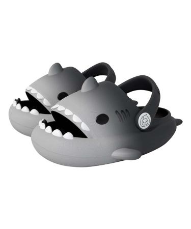 Children's shark slippers girls shark toddler toddler shower slippers slipproof beach shower sandals flip flop pool shoes shoes pink blue mint green gray yellow 25/26 EU gray black