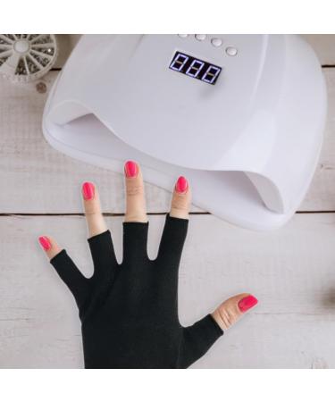 UV Glove Gel Manicures Glove UV Protection Gloves Polish Nail Drye Anti UV Fingerless Gloves 1Pair Black uv protection gloves - Buy Online on GoSupps.com