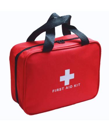 Red First Aid Kit Bag Empty, Empty Travel First Aid Bag Storage Compact Survival Medicine Bag for Home Office Car Businesses Camping Kitchen Sport Outdoors Red With Handles