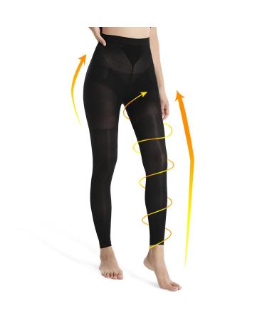 Medical Compression Tights by Beister 20-30 mmHg Thin Footless Graduated Support Pantyhose for Women & Men High Waist Circulation Compression Leggings for Varicose Veins Edema DVT Leg Pain Black S