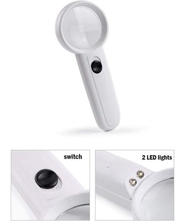 Magnifying Glasses Educational Hobby Magnifiers 5 Times Hand-Held Magnifying Glass with Light Led Light Source Comfortable Anniversary - Buy Online on GoSupps.com