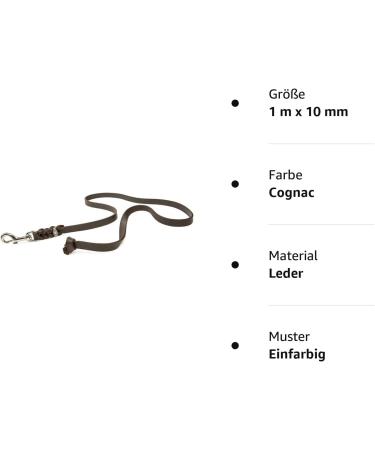 Copcopet Premium Cowhide Dog Leash - Soft Braided 1m x 10mm Cognac Line with Chromic Carabiner - Made in Germany Dog Accessories - Buy Online on GoSupps.com