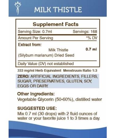 Milk Thistle Alcohol-Free Tincture Extract 4oz - Silybum Marianum Seed Dried - Pack of 1 - Buy Online on GoSupps.com