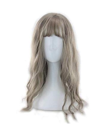 BGHJUE Lady Long Curly Hair air buns corn hot long hair Greenwood linen gray wave Curly hair soft Sister Harajuku Wig