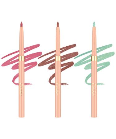 Oulac Waterproof Lipliner Pencil Set - Smooth and Creamy Retractable Lip Makeup for Precision Application Vegan & Cruelty-Free 04 Pink Treat+06 Body Talk+11 Mint