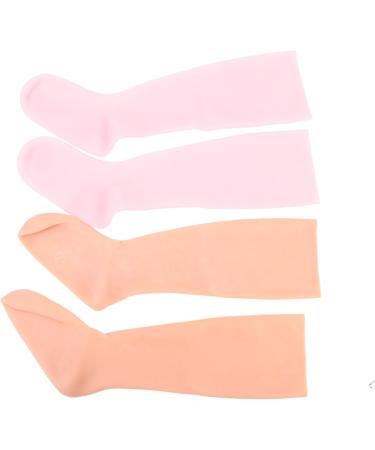 2 Pairs Long Silicone Moisturizing Socks Silicone Pedicure Socks Elastic Spa Pedicure Socks for Dry Cracked Feet Pink and Skin Colour - Buy Online on GoSupps.com