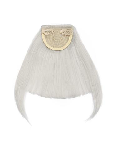 SEGO Clip in Pony Hairpiece Extensions Fringe Bangs One Piece In Front Hair Extension like Real Hair Silver-Gray-2