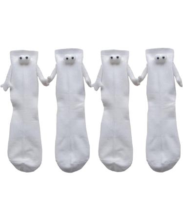 2 Pairs Funny Magnetic 3D Doll Couples Socks Couples Holding Hands Socks funny socks Cool Wedding Gifts One Size White