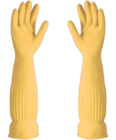 Latex dishwashing gloves beef tendon thickened and lengthened rubber gloves 38cm laundry cleaning rubber gloves 38cm extra-thick red (extra-thick no fleece) Medium - Buy Online on GoSupps.com