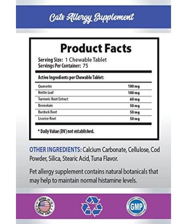 PET SUPPLEMENTS & NUTRITION LLC Cat Itchy Skin Relief - Allergy Relief Complex - Immune Support - VETS Recommended - 225 Chewable Tablets - Buy Online on GoSupps.com