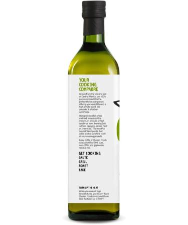 Chosen Foods 100% Pure Avocado Oil 1 L (2 Pack) Non-GMO - Ideal for High-Heat Cooking, Frying, Baking, and More - Buy Online on GoSupps.com