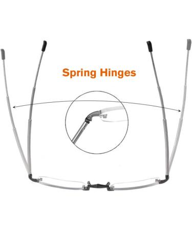 Borderless Foldable Blue Light Filter Reading Glasses for Men & Women - Lightweight Anti-Blue Computer Glasses with Gray Case - 2.0x Magnification - Buy Online on GoSupps.com