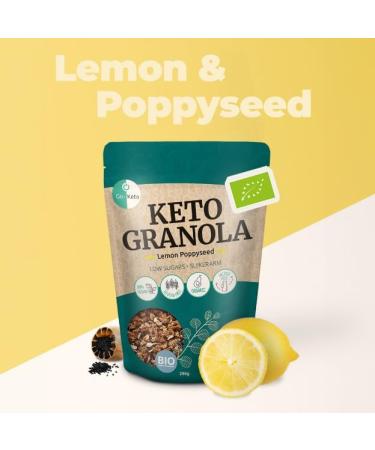 GoKeto BIO Keto Granola Lemon Poppyseed 290g Low Carb Keto Muesli for a delicious keto breakfast with coconut chips nuts fruits sunflower seeds & pumpkin seeds vegan glutenfree - Buy Online on GoSupps.com