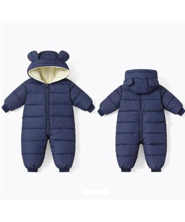BRONG Baby Snowsuit Winter Coat | Newborn Hooded Fleece Romper Navy | Infant Windproof Outerwear 0-6 Months - Buy Online on GoSupps.com